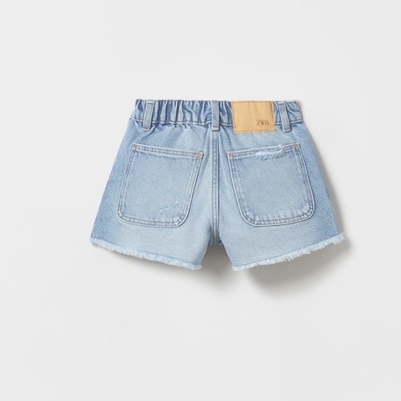 ZARA GIRLS HIGH WAIST DENIM SHORTS - Picture 2 of 2